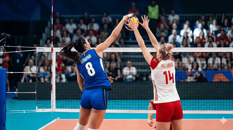 Azione di gioco durante l'amichevole di Volley.
