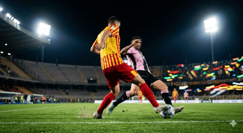 Scontro sul campo tra un giocatore del Catanzaro ed uno del Palermo