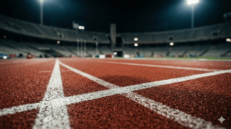 Pista di atletica vista dal basso