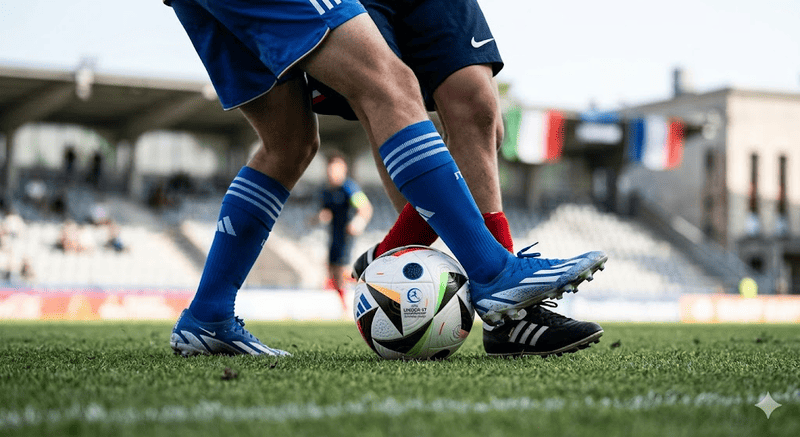 Contrasto di gioco fra due calciatori Under 17.