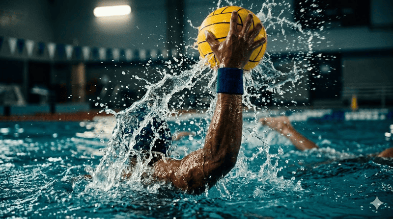 Giocatrice di pallanuoto carica il tiro durante una sfida dei Playoff A1.