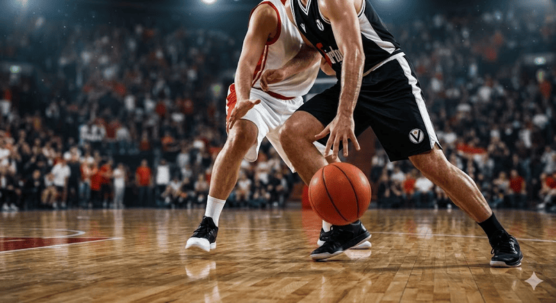Azione di gioco su campo da basket