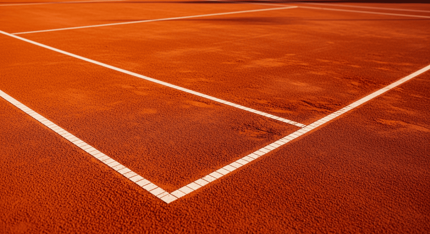 Angolo di un campo da tennis in terra battuta
