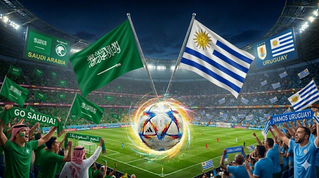 Tifosi festanti prima di Arabia Saudita - Uruguay