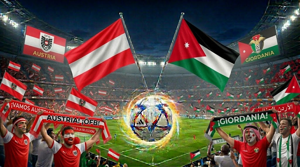 Tifosi di Austria e Giordania prima del match dei Mondiali 2026.