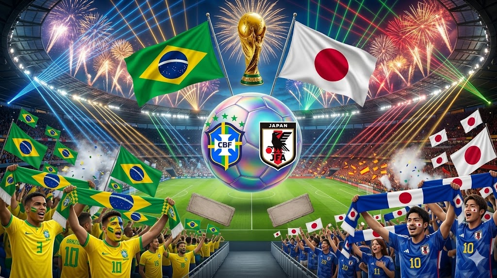 Tifosi di Brasile e Giappone prima del match.