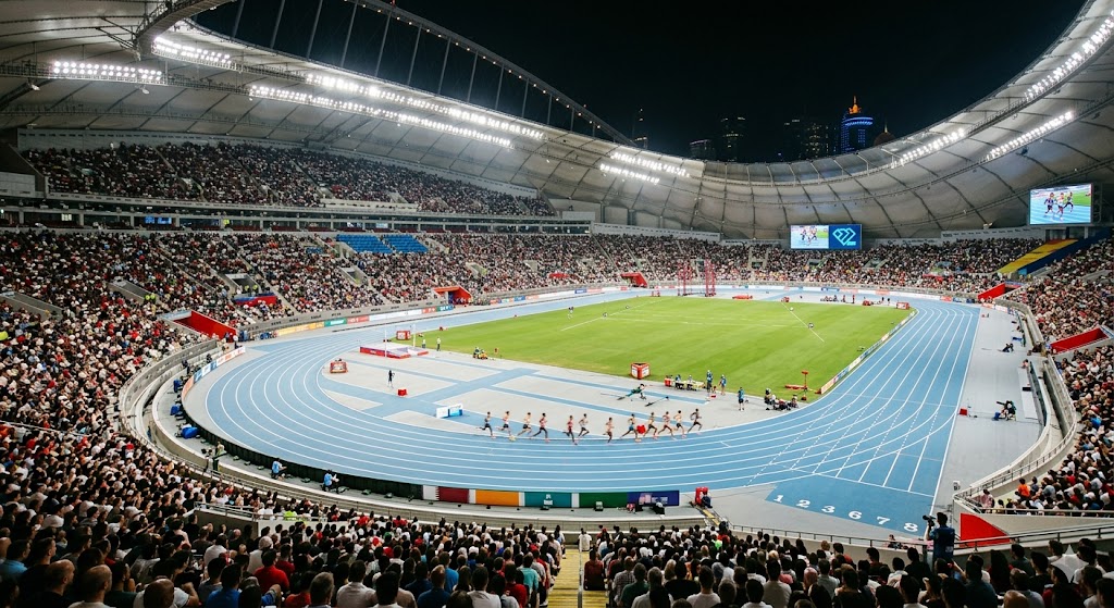 Lo stadio di Doha pronto per la settima tappa di Diamond League 2026.