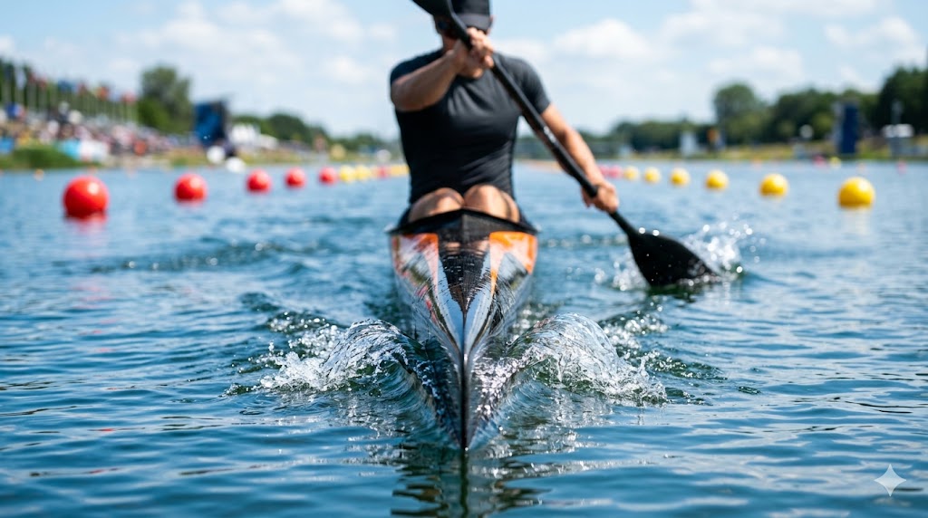 Atleta professionista impegnato agli Europei di Canoa Velocità 2026.