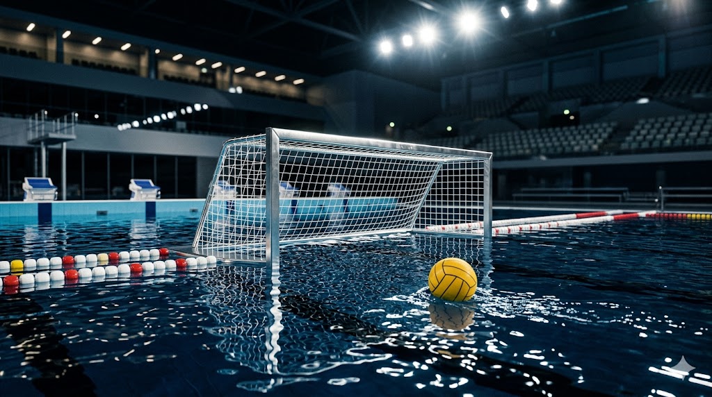 Palazzetto di pallanuoto in attesa della Final Four Champions League 2026.
