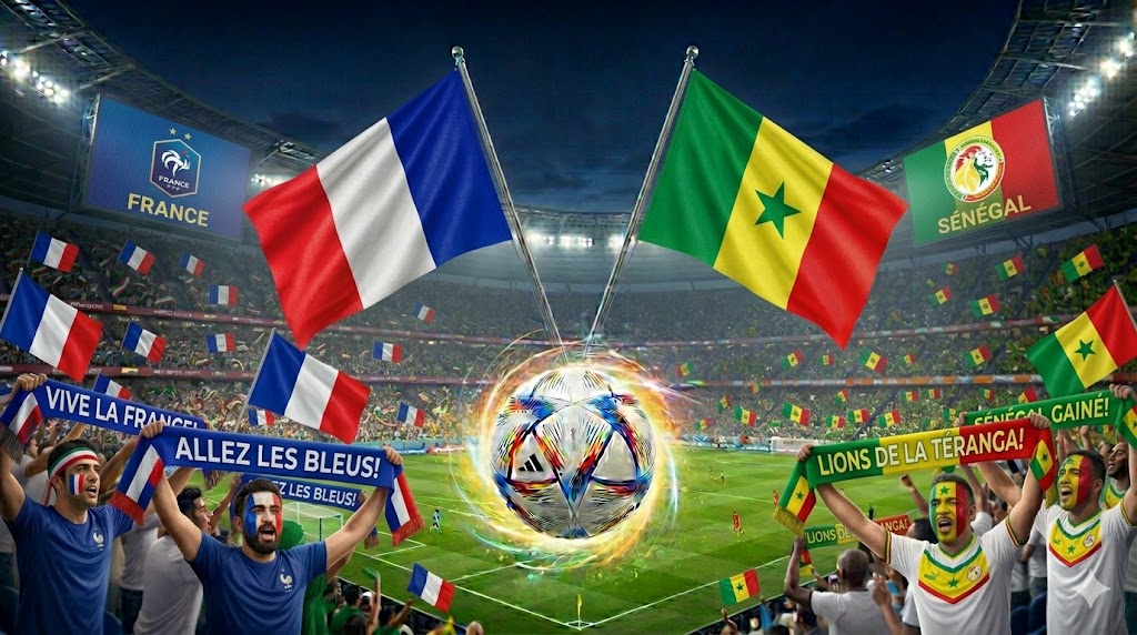 Ultras di Francia e Senegal prima del fischio d'inizio.