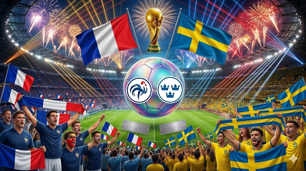 Tifosi di Francia e Svezia prima del fischio d'inizio.