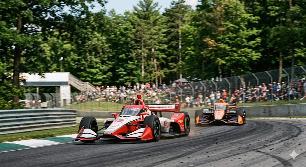 Auto della Indycar si sfidano sul circuito della Road America 2026.