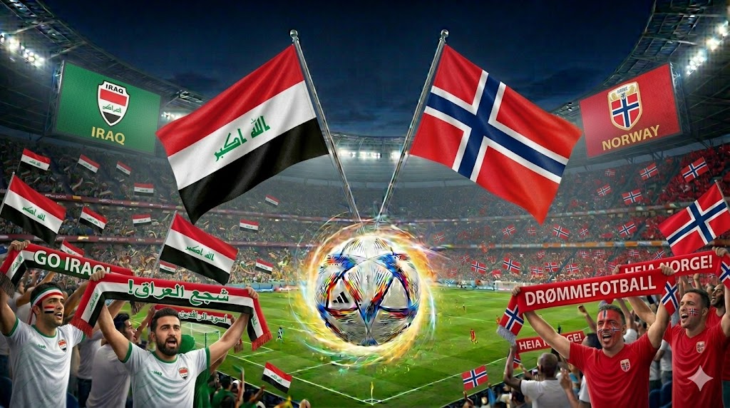 Tifosi di Iraq e Norvegia prima dell'inizio del match.