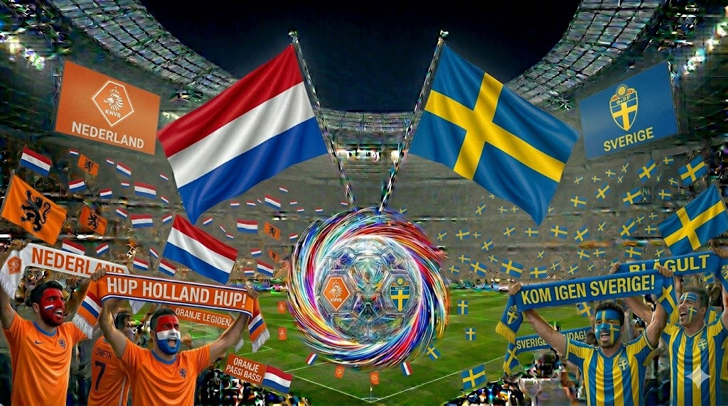 Tifosi di Olanda e Svezia mentre attendono le squadre.