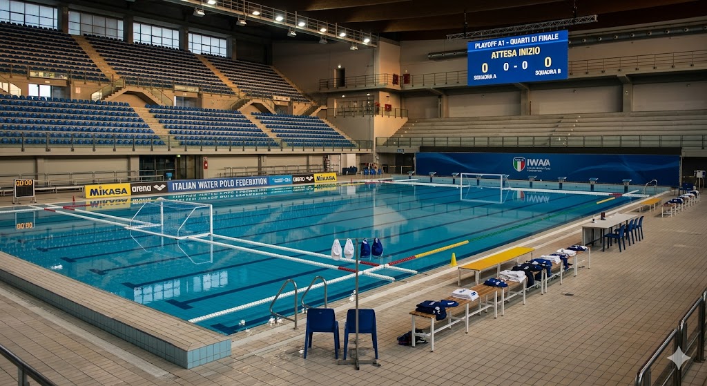 Campo da pallanuoto vuoto, in attesa dei quarti Playoff A1