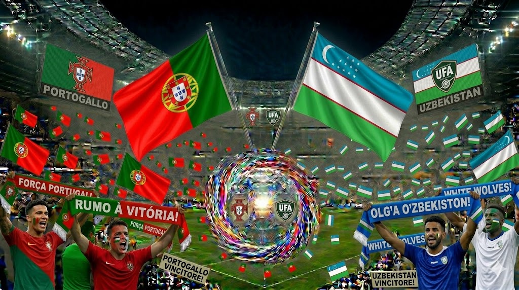 Supporters di Portogallo e Uzbekistan allo stadio.