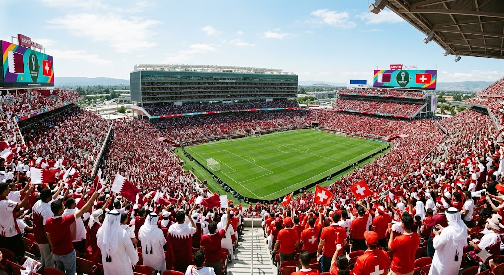 Levi's Stadium, Santa Clara, pronto ad ospitare il match dei Mondiali Qatar - Svizzera.