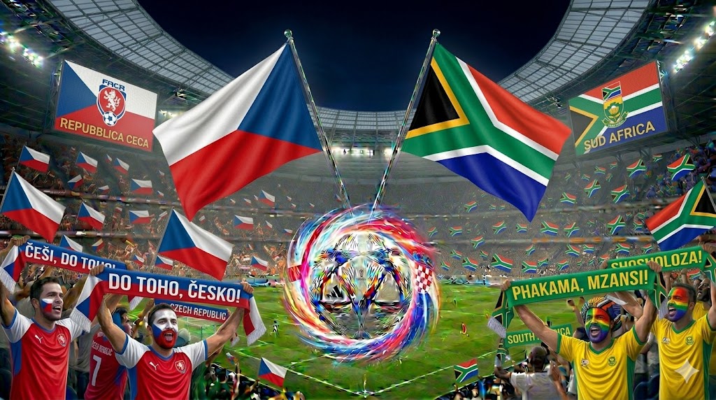 Supporters di Repubblica Ceca e Sudafrica esaltati prima della partita dei Mondiali di calcio 2026.
