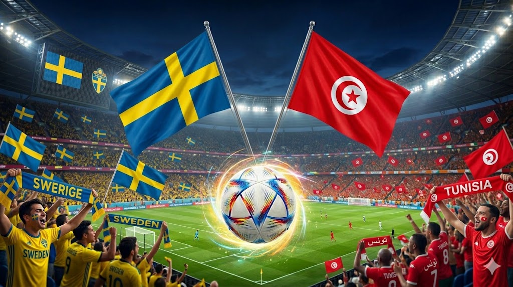 Tifosi di Svezia e Tunisia prima della partita.