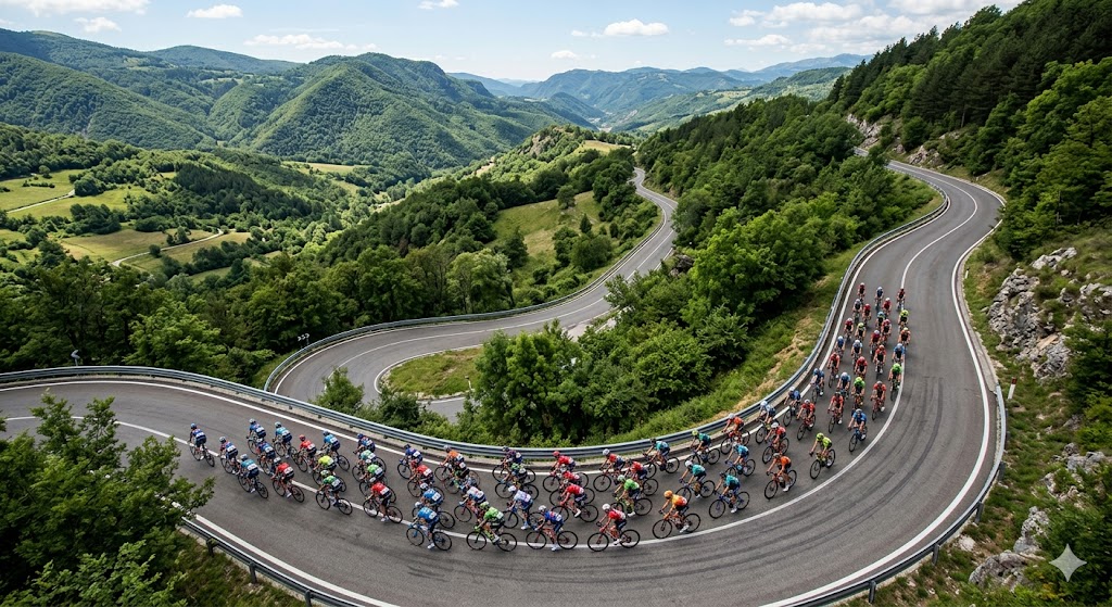 Plotone di cicliste impegnate nell'ultima tappa del Giro d'Italia Women 2026.