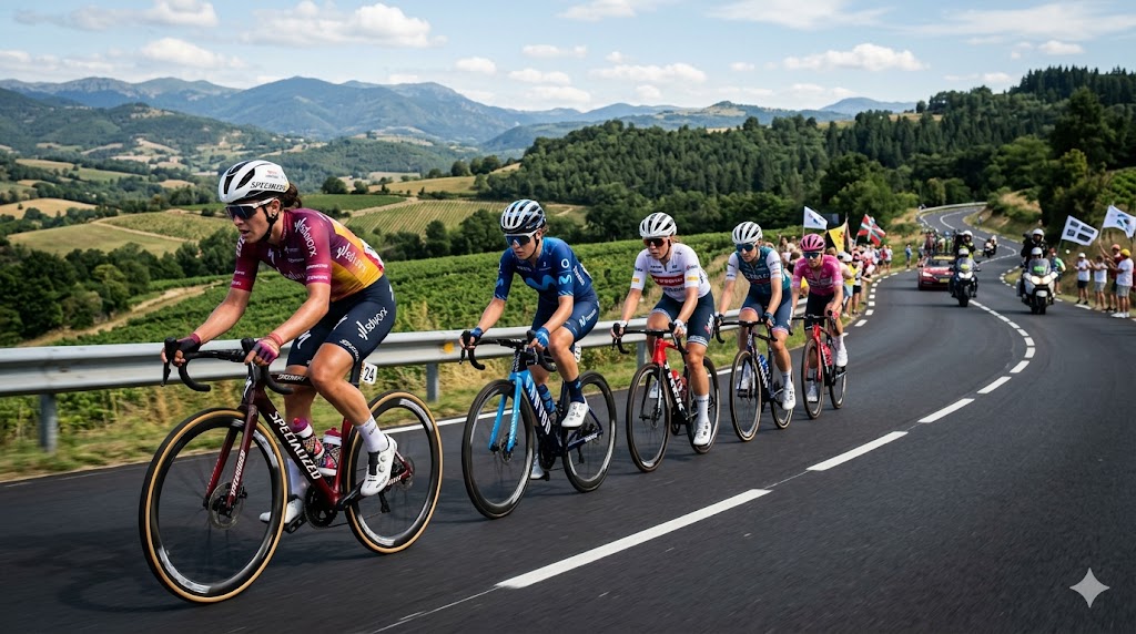Cicliste impegnate nella tappa 1 della Volta a Catalunya 2026.
