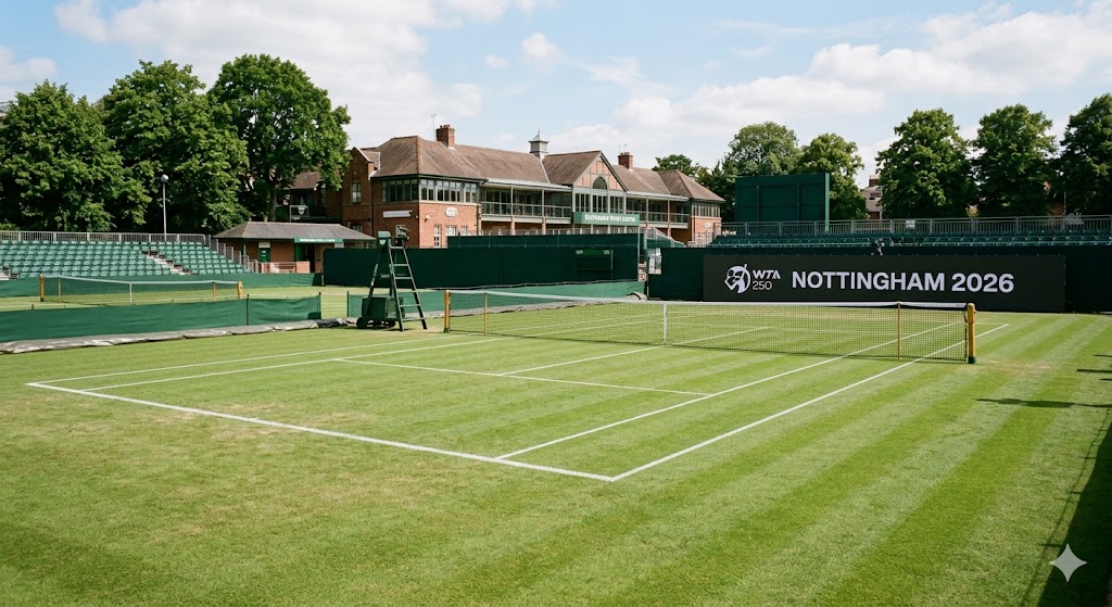 Campo in erba a Nottingham per il WTA 250 2026.