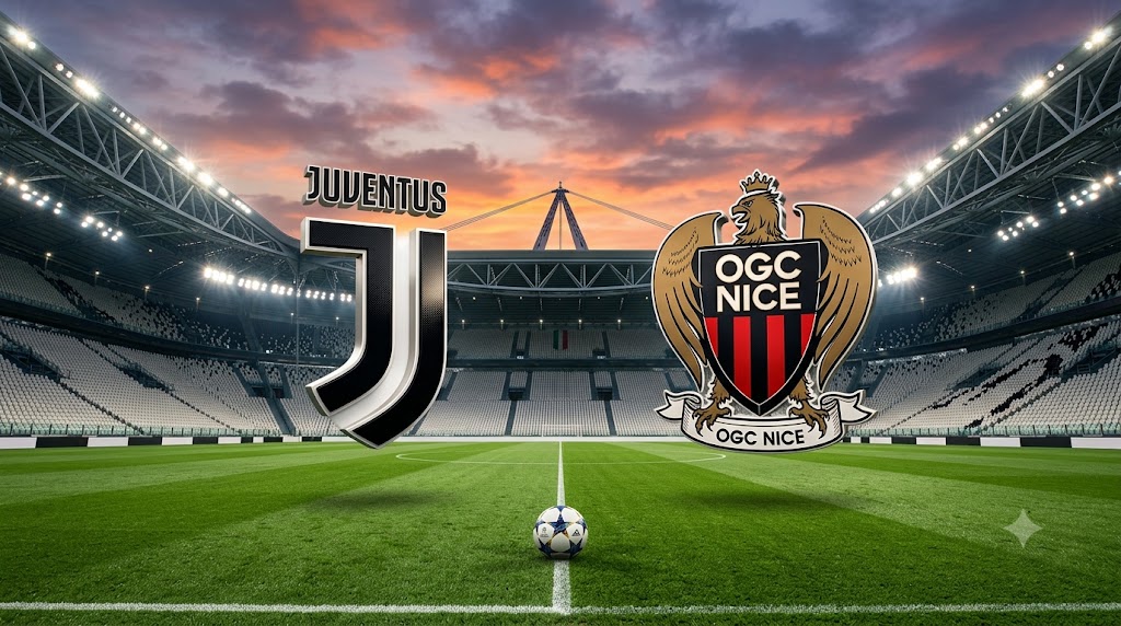 Juventus Nizza amichevole, i loghi delle due squadre.