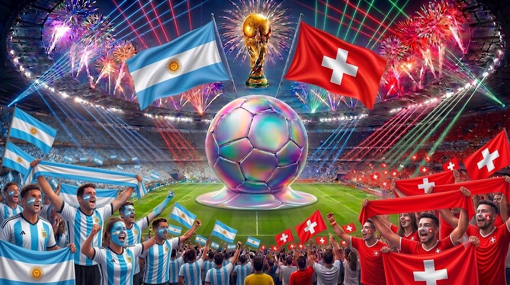 Argentina e Svizzera pronte ad entrare in campo nella sfida calcistica.