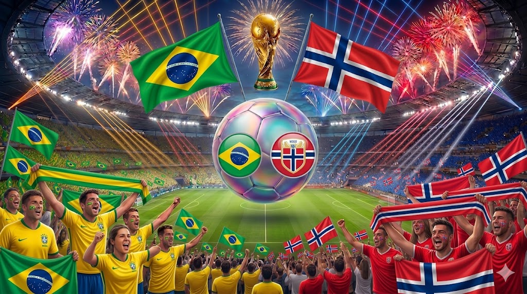 Tifosi di Brasile e Norvegia prima della sfida dei Mondiali 2026.