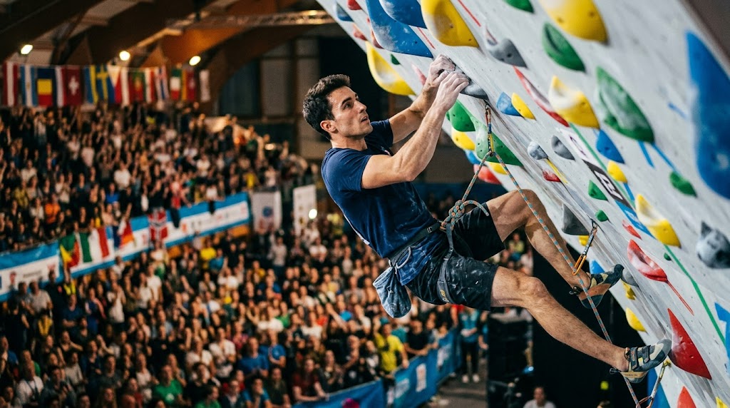 Atleta di arrampicata impegnato ai Mondiali Juniores 2026