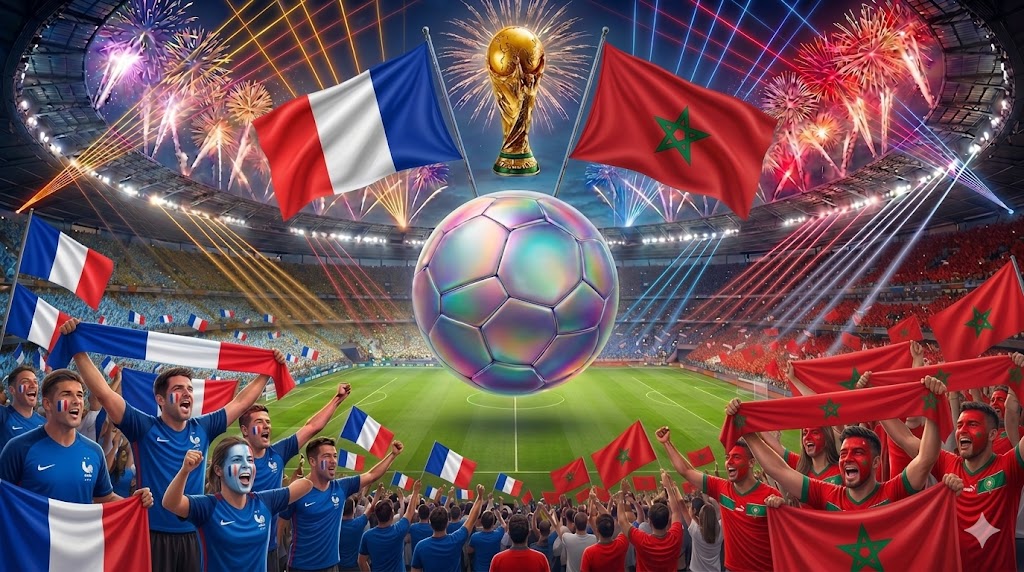 Tifosi di Francia e Marocco sugli spalti.