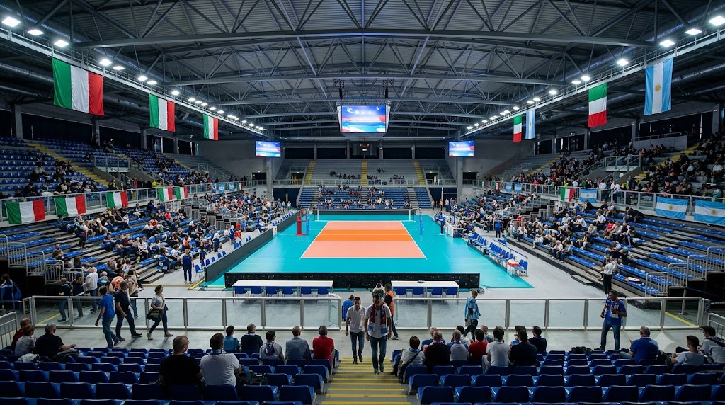 Palazzetto dello sport di Osaka prima della sfida di VNL maschile tra italia e Argentina.