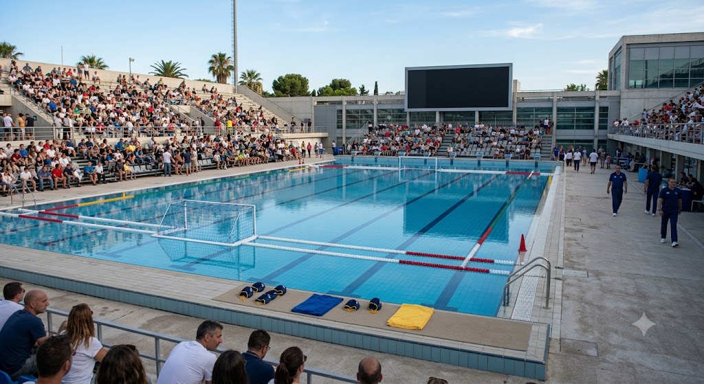 Piscina di pallanuoto prima del match internazionale femminile Italia- Cina.