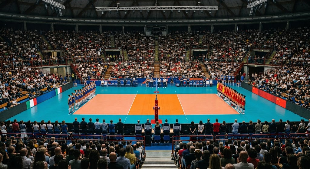 Palazzetto pieno di tifosi prima del match di VNL tra Italia e Cina.