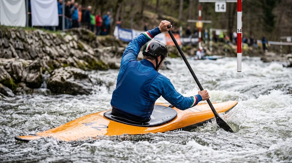 Atleta italiano impegnato ai Mondiali di canoa slalom 2026.