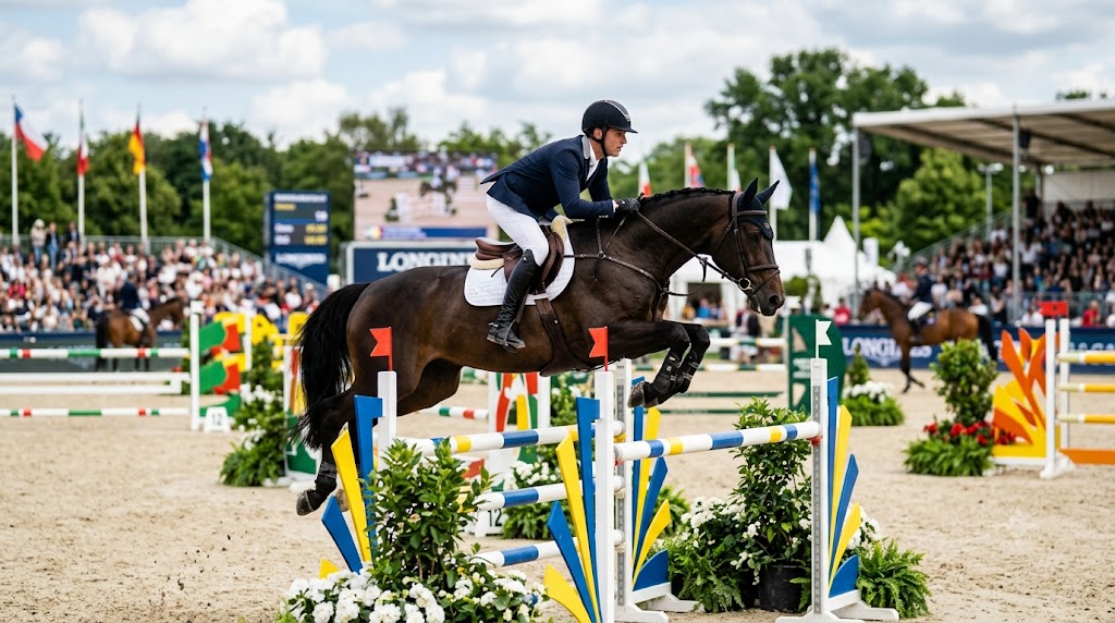 Cavallerizzo impegnato nel Global Championship Tour di Riesenbeck.