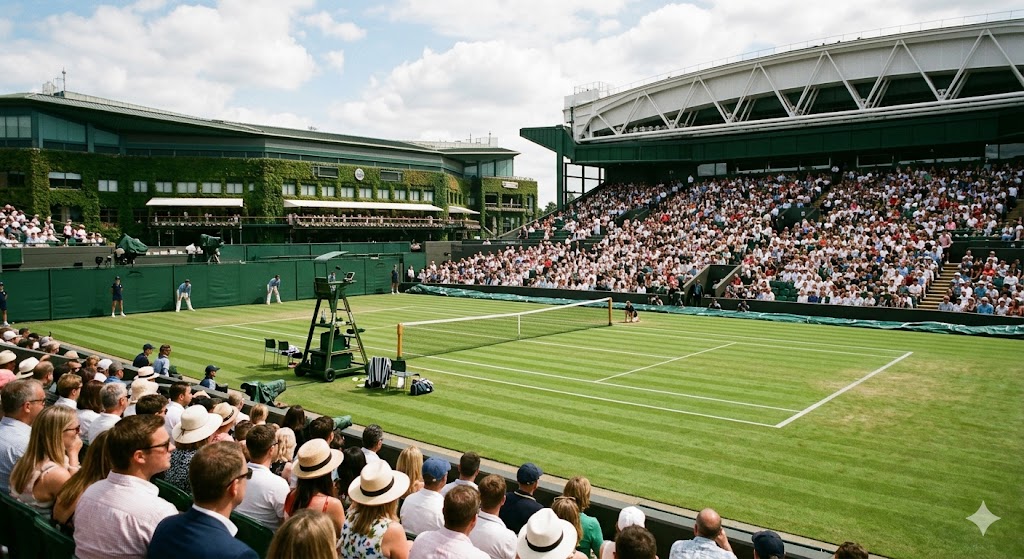 Centrale di WImbledon pronto per il match delle semifinali maschili
