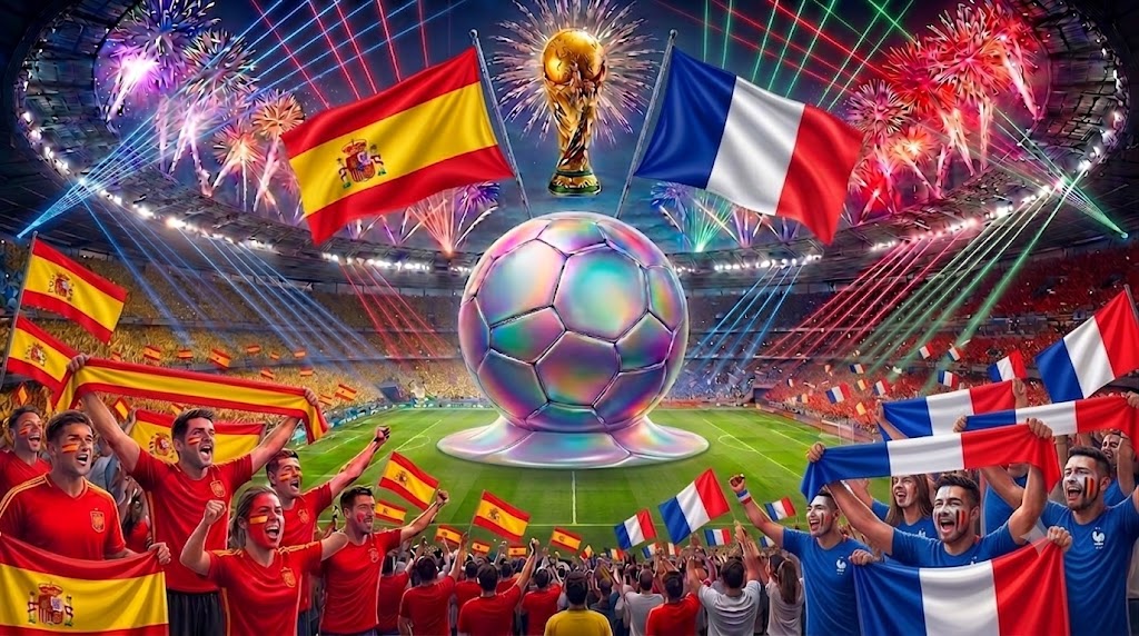 Tifosi di Francia e Spagna prima della semifinale dei Mondiali di calcio 2026.