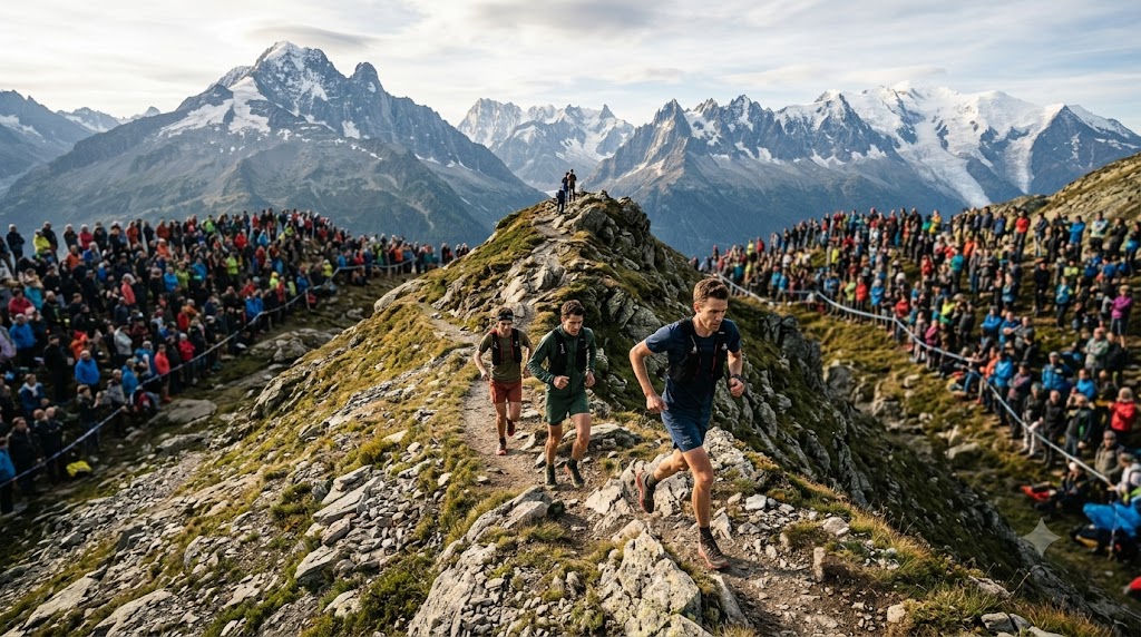 Golden Trail World Series Pitzal, atleti affaticati nella scalata.