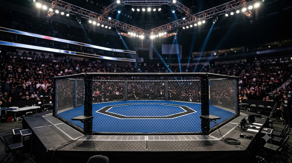Gabbia della MMA pronta ad ospitare il match Dricus Du Plessis – Kamaru Usman.
