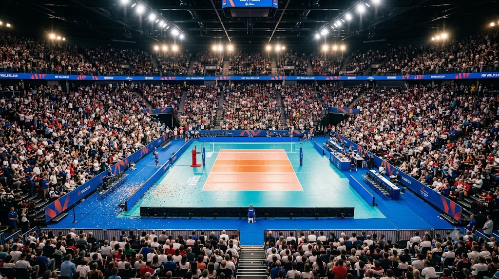 Campo da volley prima di Italia - Usa VNL 2026.