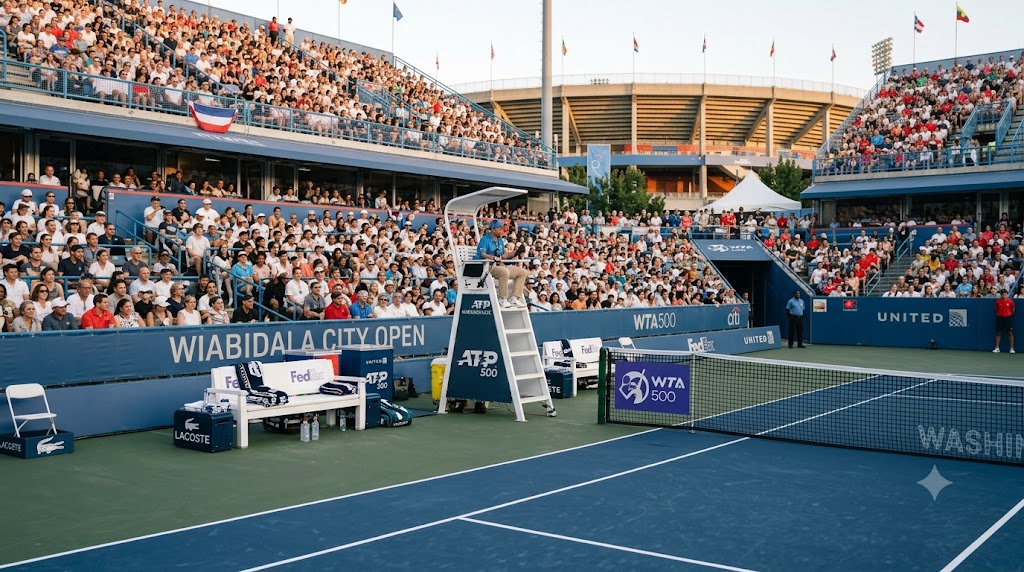 Cocciaretto Navarro Washington, campo centrale attende il match.