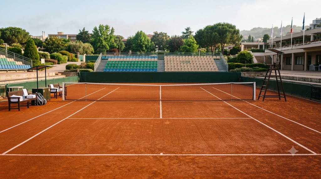 Campo in terra battuta prima del WTA 250 di Amburgo.