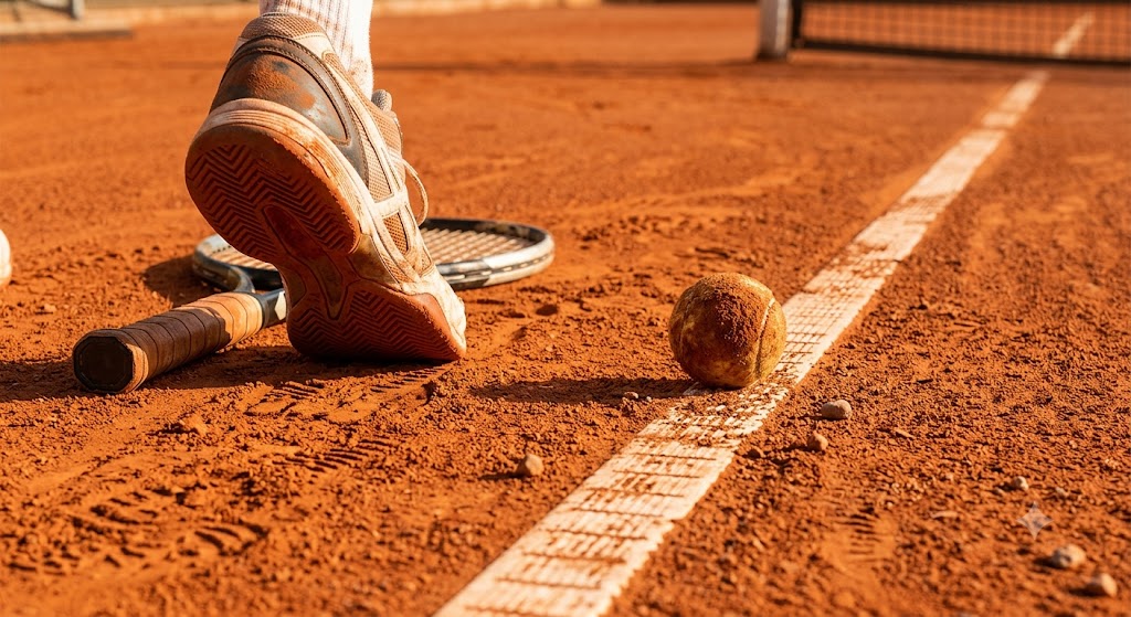 Atleta esce dal campo sulla terra rossa del WTA di Iasi 2026.