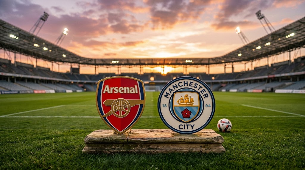 Arsenal Manchester City Community Shield 2026, loghi delle due squadre