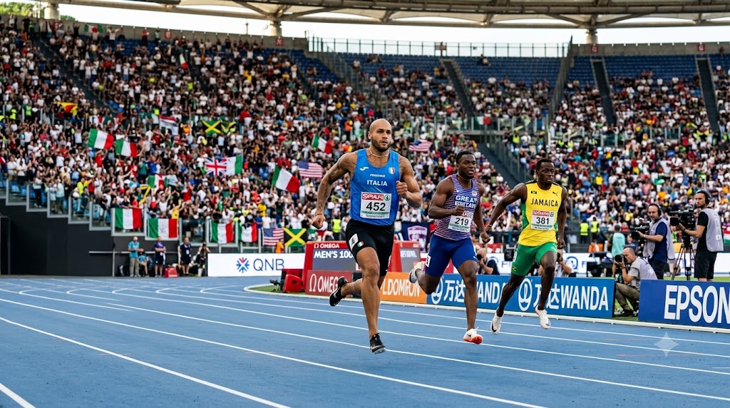 Europei Atletica 10 agosto. Gara in corso sui 200 metri.
