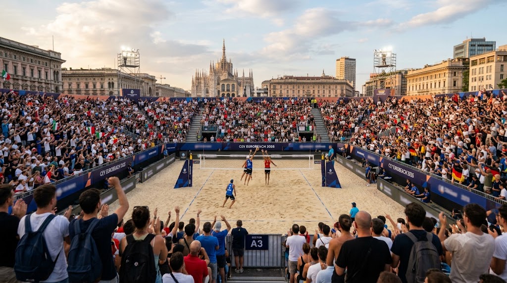 Partita dell'italia durante gli Europei Beach Volley 2026