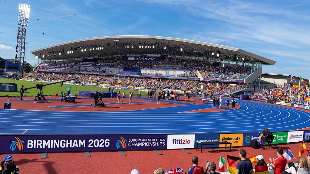 Europei Birmingham 2026 16 agosto, visuale laterale della pista.
