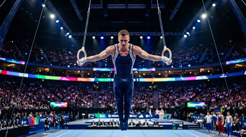 Europei Maschili ginnastica artistica 2026, esercizio agli anelli.