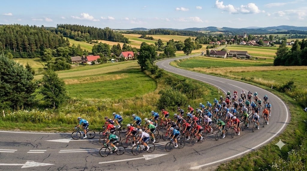 Giro di Polonia 2026, Gruppo nutrito di fuggitivi.
